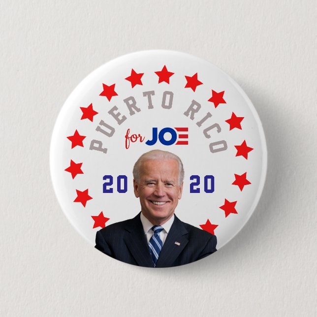 Bóton Redondo 5.08cm PUERTO RICO para Joe Biden Presidente Eleição 2020 (Frente)