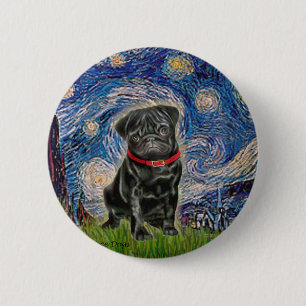 Bóton Redondo 5.08cm Pug 13 (preto) - Noite Estrelada