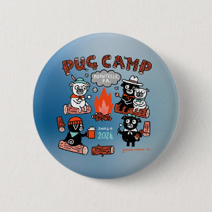 Bóton Redondo 5.08cm Pug Camp 2024 Pin - Ombre