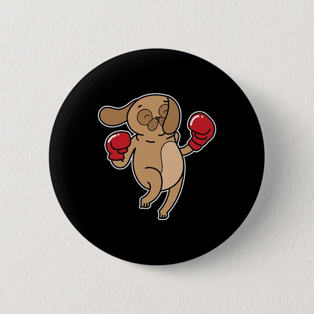 Bóton Redondo 5.08cm Pug Dog Boxing (Frente)
