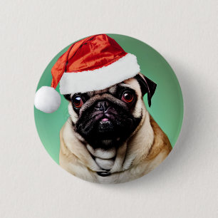 Bóton Redondo 5.08cm Pug Dog Christmas