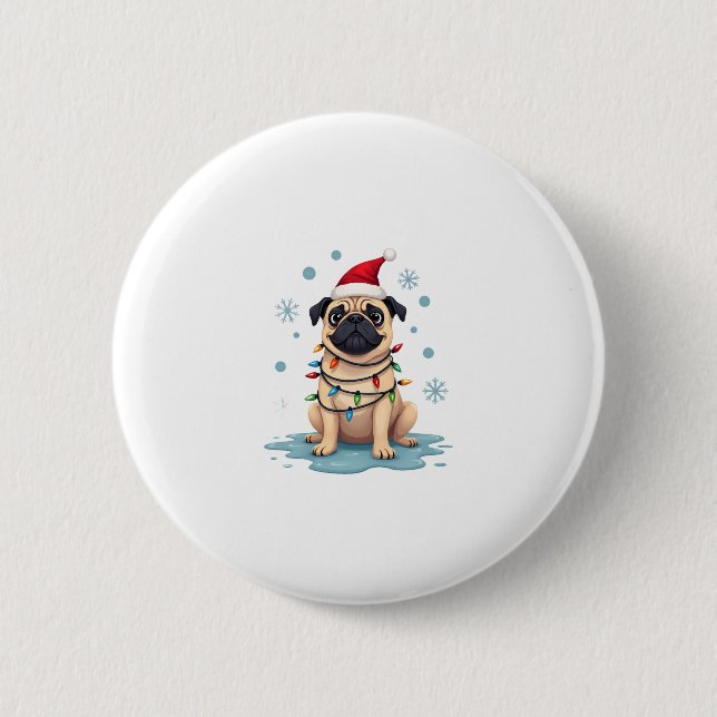 Bóton Redondo 5.08cm Pug Dog Christmas Men Women (1) (Frente)
