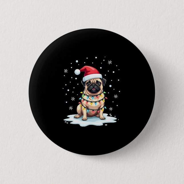 Bóton Redondo 5.08cm Pug Dog Christmas Men Women (1) (Frente)