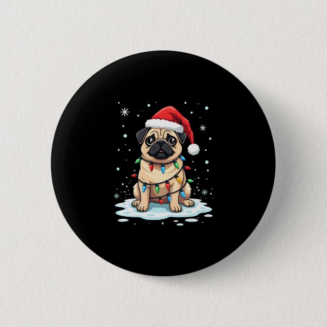 Bóton Redondo 5.08cm Pug Dog Christmas Men Women (2) (Frente)