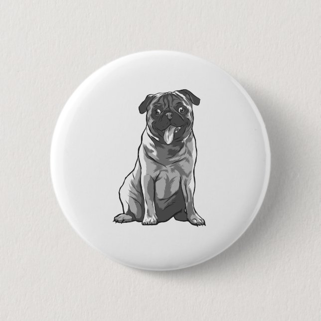 Bóton Redondo 5.08cm Pug Fofo com Bom Humor (Frente)