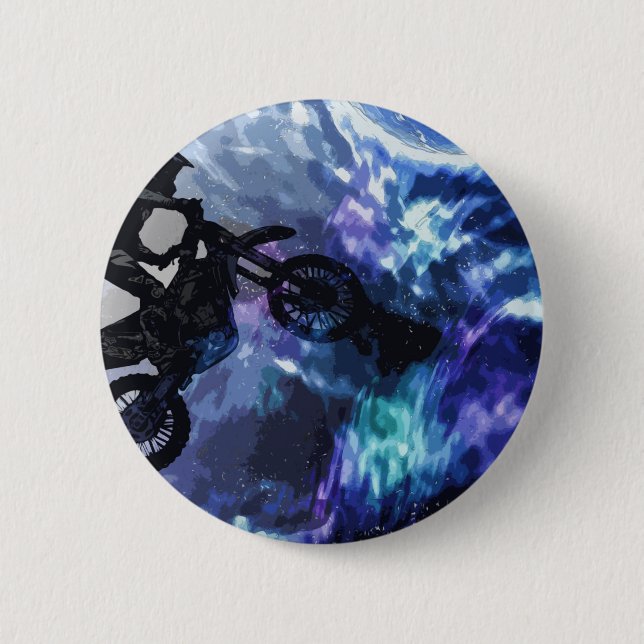 Bóton Redondo 5.08cm Pulando pelo Espaço - Cavaleiro Motocross (Frente)