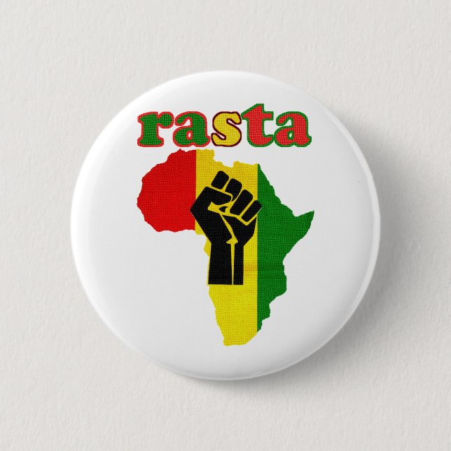 Bóton Redondo 5.08cm Punho do poder preto de Rasta sobre África (Frente)