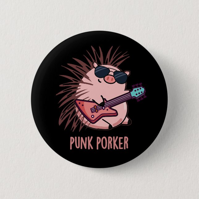 Bóton Redondo 5.08cm Punk Porker Funny Punk Rocker Pun Pun Dark BG (Frente)