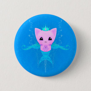 Bóton Redondo 5.08cm Purmaid - Kawaii Mermaid Cat