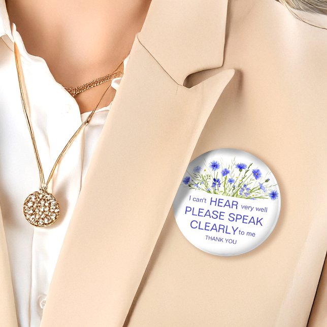 Bóton Redondo 5.08cm Purple wildflower hard of hearing pin badge deaf (Criador carregado)