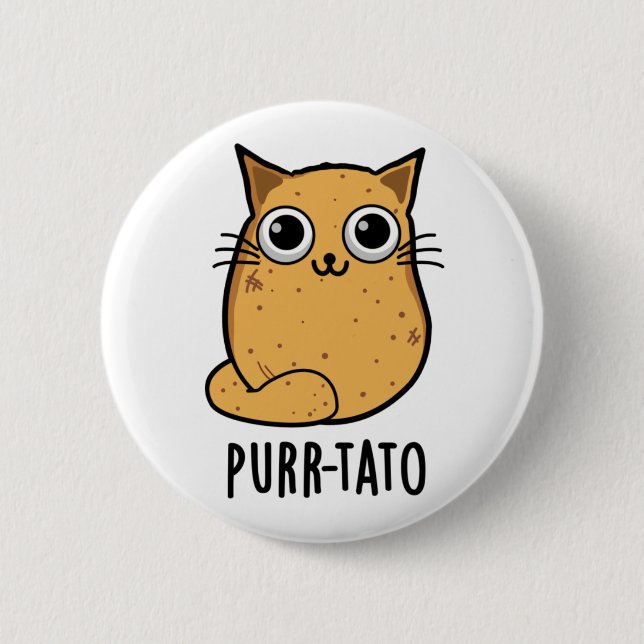 Bóton Redondo 5.08cm Purr-tato Funny Cat Batata Pun (Frente)