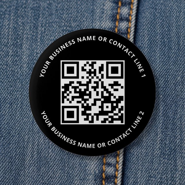 Bóton Redondo 5.08cm QR Code Business Template Black (Criador carregado)