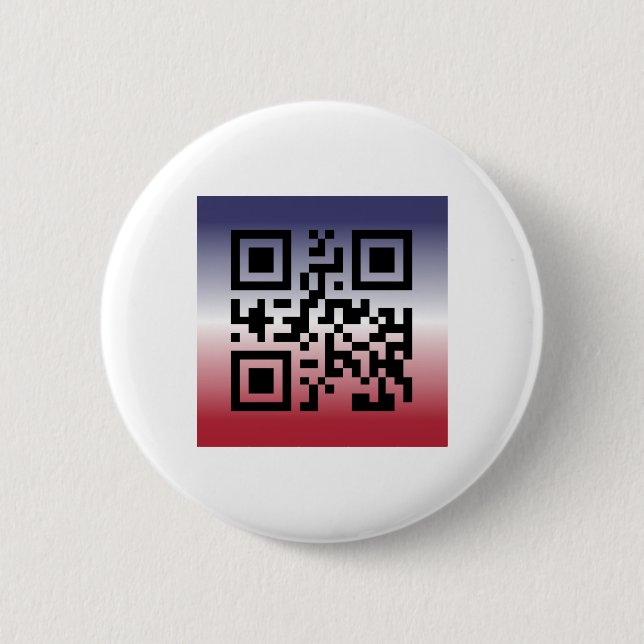 Bóton Redondo 5.08cm QR Code® dizendo: FELIZ 4 DE JULHO (Frente)