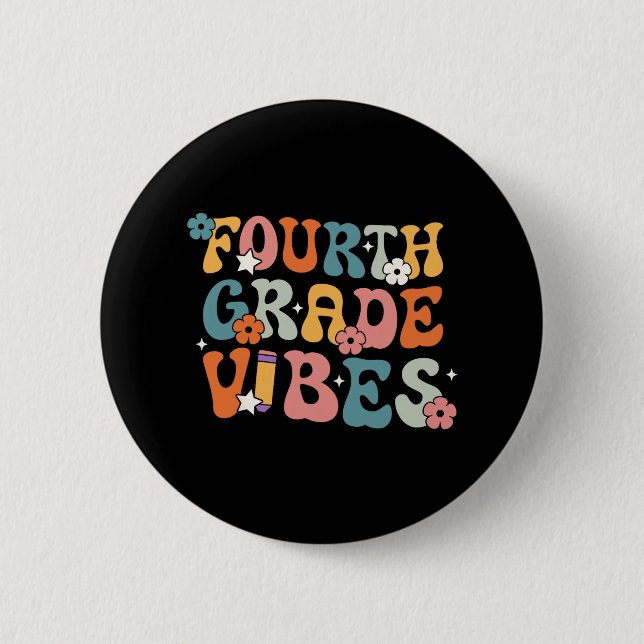 Bóton Redondo 5.08cm Quarto Grau Vibes De Volta À Escola Retro 4º Grau (Frente)