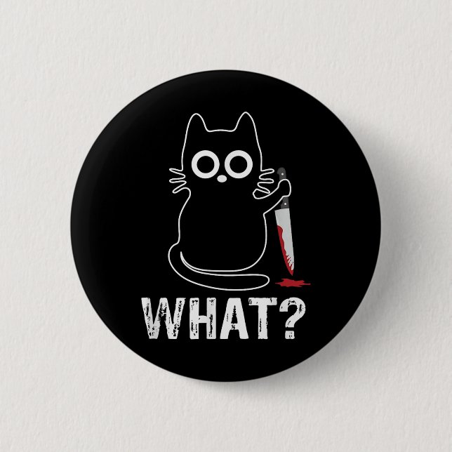 Bóton Redondo 5.08cm Que - Engraçado Gato Com Design Gráfico De Faca (Frente)