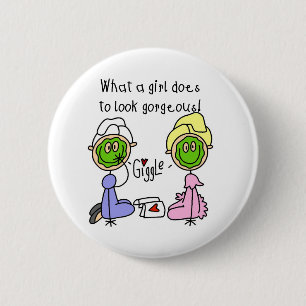 Bóton Redondo 5.08cm Que menina faz para olhar lindo! Botão