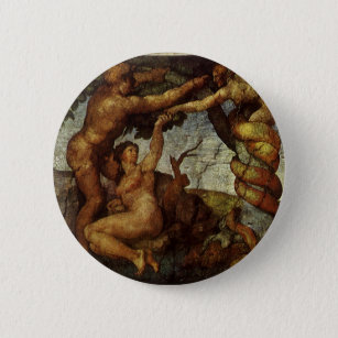 Bóton Redondo 5.08cm Queda e expulsão de Michelangelo, Jardim do Éden