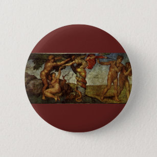 Bóton Redondo 5.08cm Queda e expulsão de Michelangelo, Jardim do Éden
