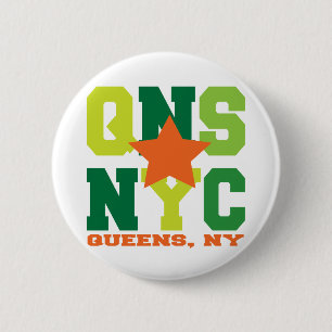 Bóton Redondo 5.08cm Queens, botão verde de NY
