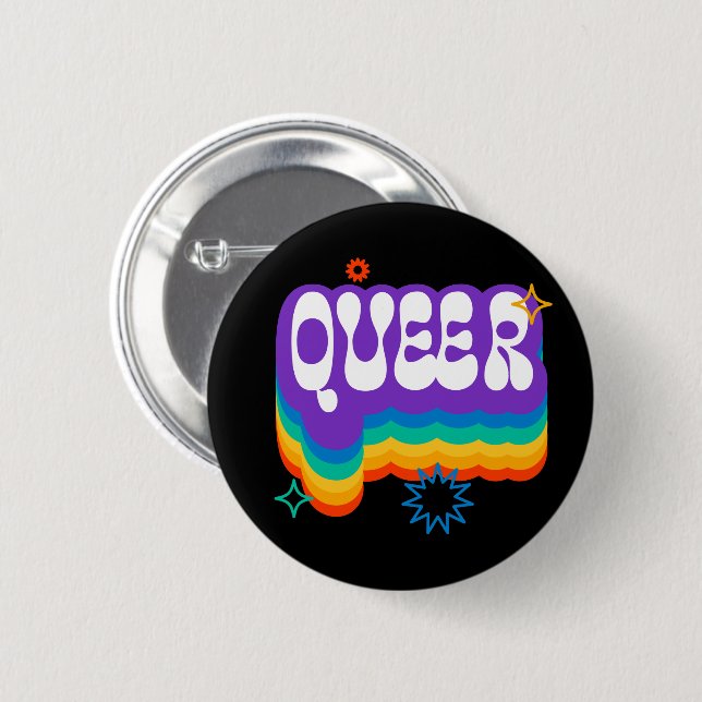 Bóton Redondo 5.08cm Queer. LGBT+Orgulho. Arco-íris. (Frente & Verso)