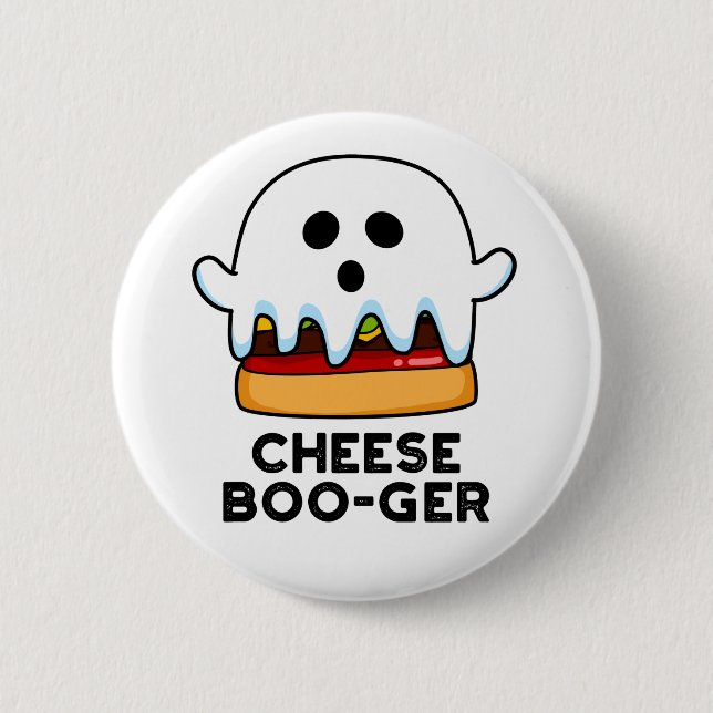 Bóton Redondo 5.08cm Queijo Boo-ger Funny Ghost Cheeseburger Pun (Frente)
