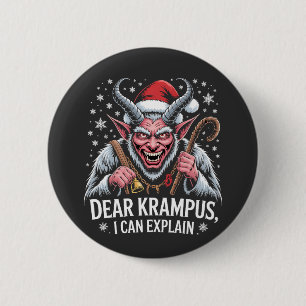 Bóton Redondo 5.08cm Querido Krampus, Posso Explicar o Natal Papai Noel