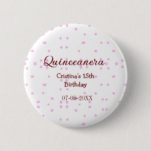 Bóton Redondo 5.08cm Quinceanera anos 15 de aniversário adicione nome p