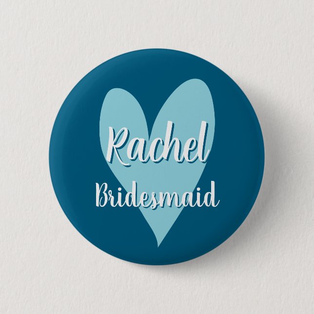 Bóton Redondo 5.08cm Quirky whimsical heart bridesmaids name buttons (Frente)