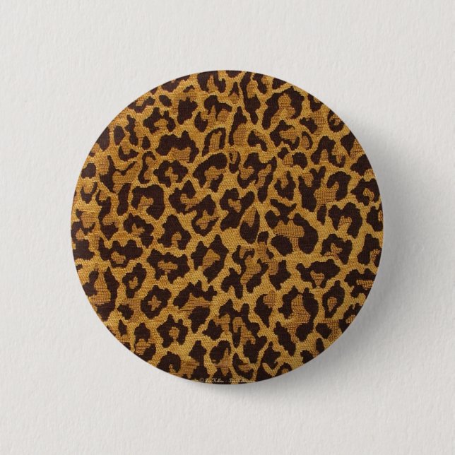 Bóton Redondo 5.08cm RAB Rockabilly Leopard Print Brown Dourado (Frente)