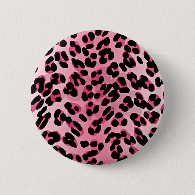 Bóton Redondo 5.08cm RAB Rockabilly Pink Cheetah Print (Frente)