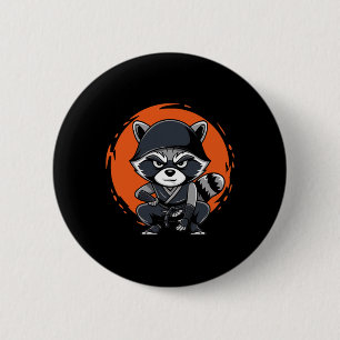Bóton Redondo 5.08cm Raccoon Funny Karate Design Costume