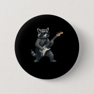 Bóton Redondo 5.08cm Raccoon Tocando Violão Rock E Homens Presentes