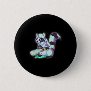 Bóton Redondo 5.08cm Raccoon Trash Panda Scary Vaporwave 80s Animal Spo