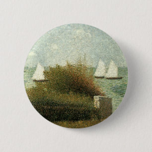 Bóton Redondo 5.08cm Rade de Grandcamp por Georges Seurat, Arte Antigo