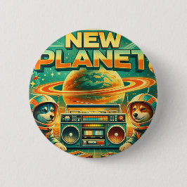 BÓTON REDONDO 5.08CM RÁDIO CÃES ESPACIAIS - LOGO26 NOVO PLANETA