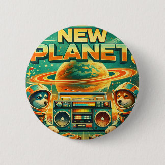 BÓTON REDONDO 5.08CM RÁDIO CÃES ESPACIAIS - LOGO26 NOVO PLANETA