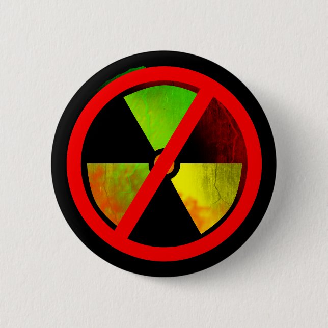 Bóton Redondo 5.08cm Radioactive Grunge No-Nukes Symbol (Frente)