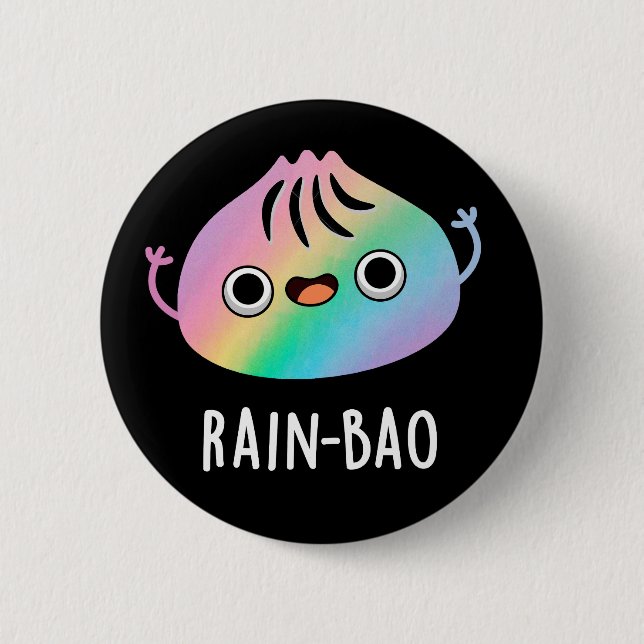 Bóton Redondo 5.08cm Rain-bao Funny Rainbow Dimsum Bao Pun Dark BG (Frente)