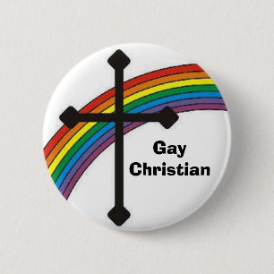 Bóton Redondo 5.08cm rainbow_cross, GayChristian