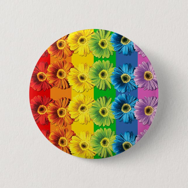 Bóton Redondo 5.08cm Rainbow Daisies (Frente)