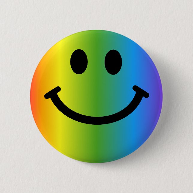 Bóton Redondo 5.08cm Rainbow Happy Face (Frente)