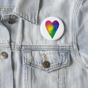 Bóton Redondo 5.08cm Rainbow Heart Watercolor "Love"