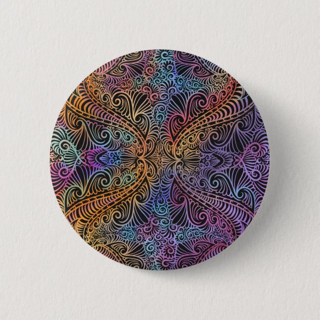 Bóton Redondo 5.08cm Rainbow Kaleidoscope Mandala (Frente)