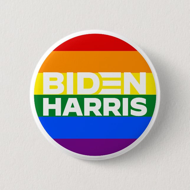 Bóton Redondo 5.08cm Rainbow LGBTQ Joe Biden Kamala Harris 2020 (Frente)