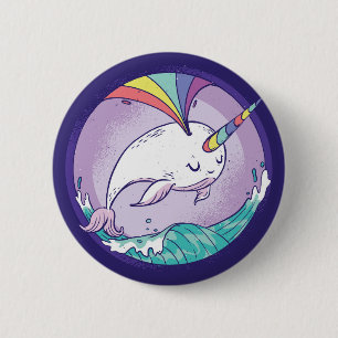 Bóton Redondo 5.08cm Rainbow Narwhal