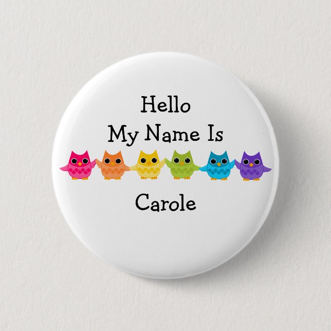 Bóton Redondo 5.08cm Rainbow Owls (Frente)