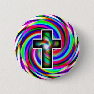 Bóton Redondo 5.08cm Rainbow Spiral Cross