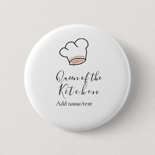 Bóton Redondo 5.08cm Rainha da cozinha chef cozinhando adicionar nome c