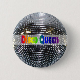 Bóton Redondo 5.08cm Rainha de prata brilhante retro do disco da bola