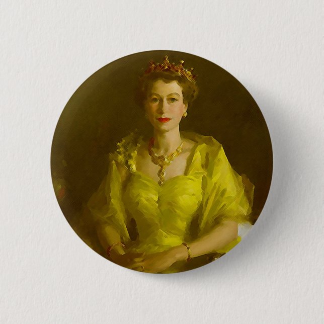 Bóton Redondo 5.08cm Rainha Elizabeth II (Frente)